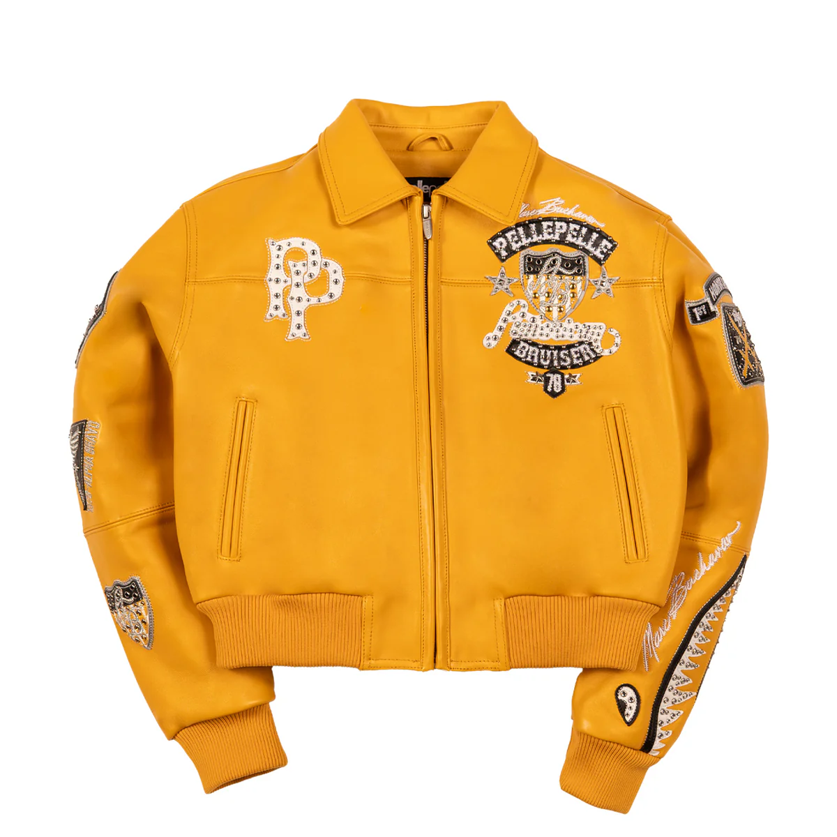 Pelle Pelle American Bruiser Crop Yalow Leather Jacket 325 37502 MAI Front