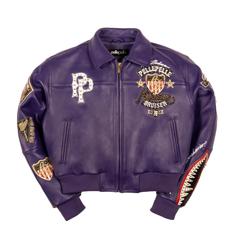 Pelle Pelle American Bruiser Crop Purple Leather Jacket (6) Pelle Pelle American Bruiser Crop Purple Leather Jacket 6
