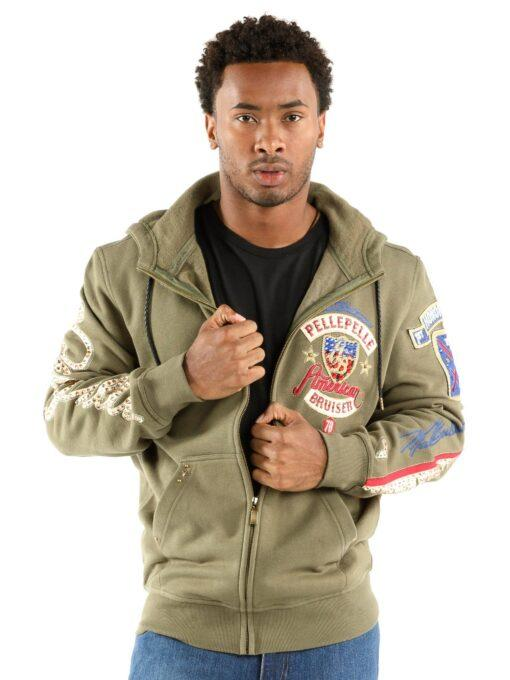 Pelle Pelle American Bruiser Olive Green Wool Jacket Pelle Pelle American Bruiser Olive Green Wool Jacket